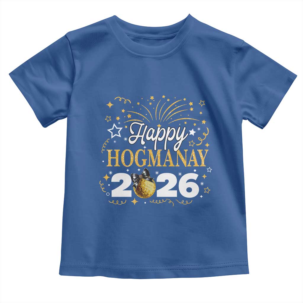 Scottish New Year 2026 Toddler T Shirt Happy Hogmanay NYE Party Faux Glitter Effect Printed - Wonder Print Shop