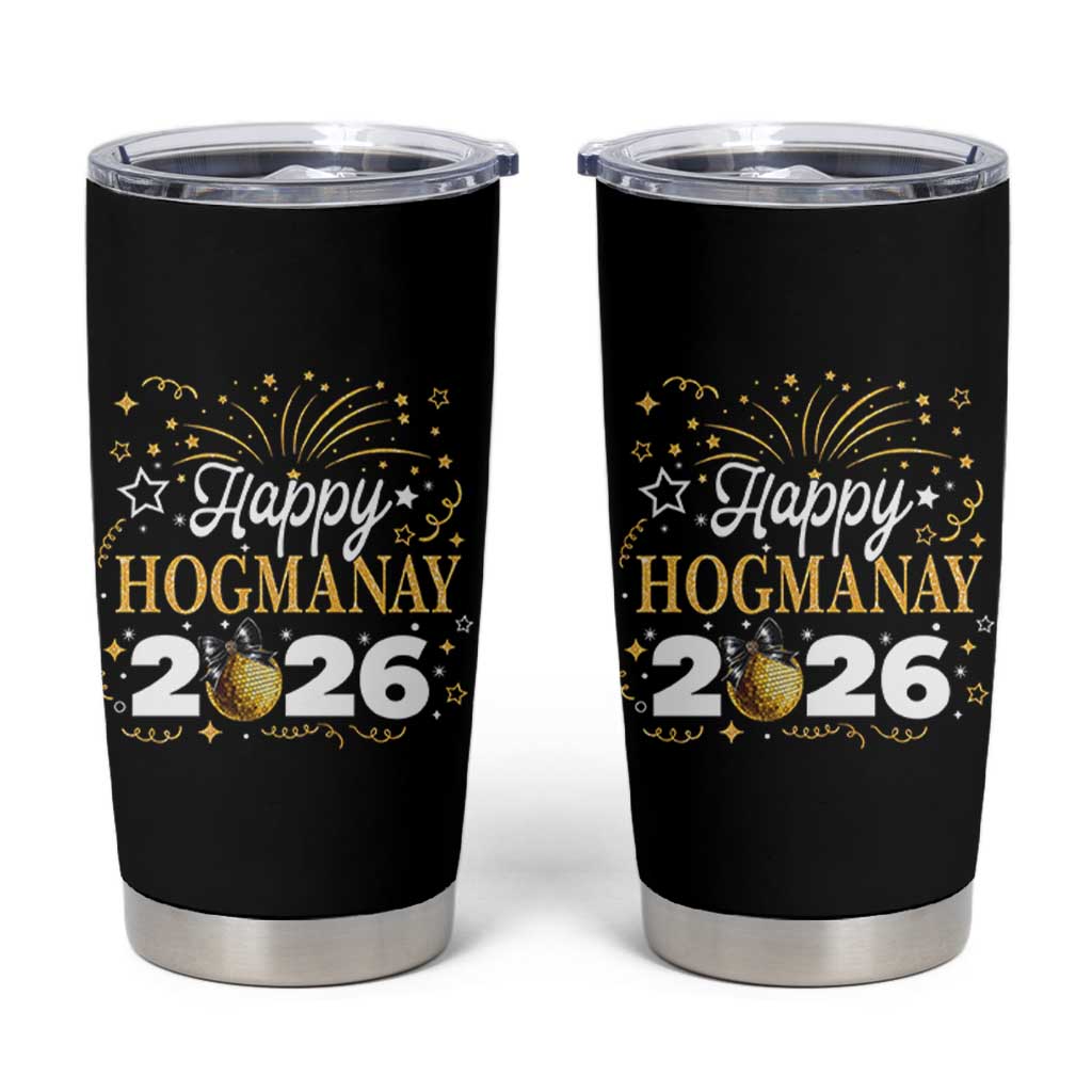 Scottish New Year 2026 Tumbler Cup Happy Hogmanay NYE Party Faux Glitter Effect Printed - Wonder Print Shop