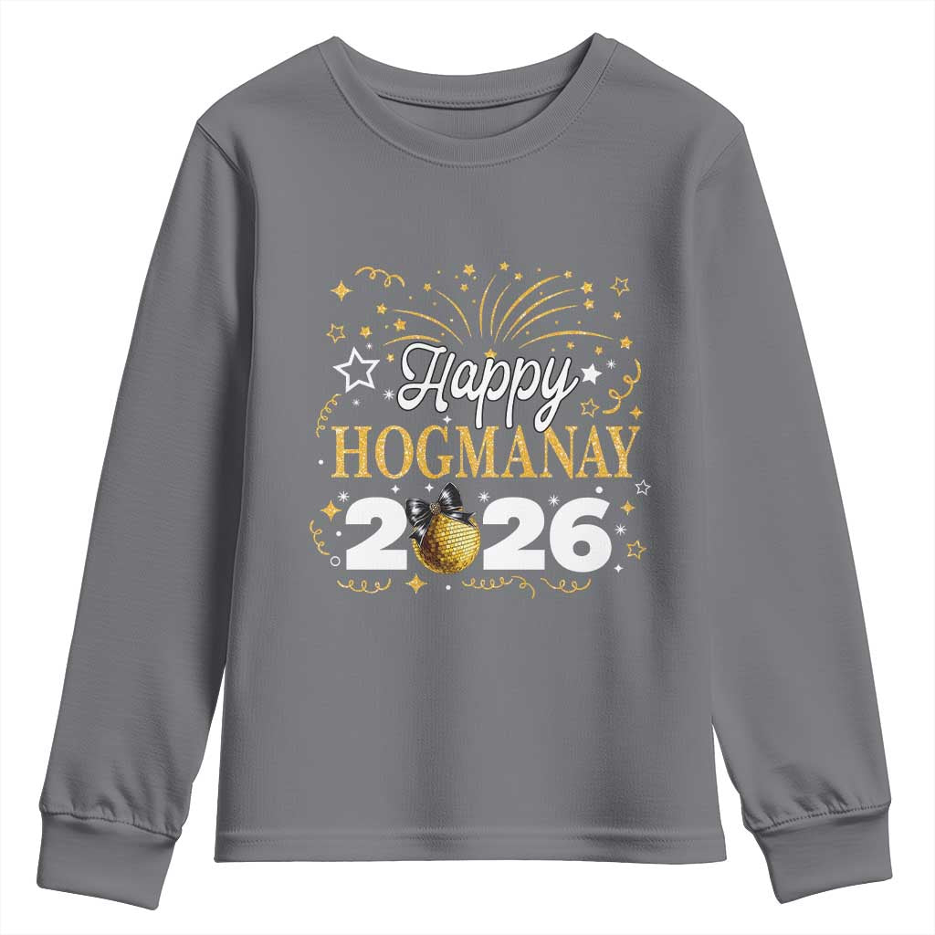 Scottish New Year 2026 Youth Sweatshirt Happy Hogmanay NYE Party Faux Glitter Effect Printed - Wonder Print Shop
