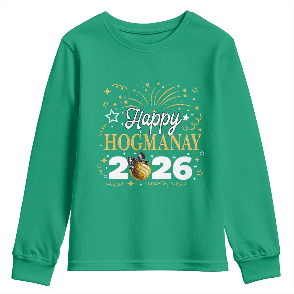 Scottish New Year 2026 Youth Sweatshirt Happy Hogmanay NYE Party Faux Glitter Effect Printed - Wonder Print Shop