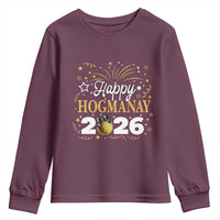 Scottish New Year 2026 Youth Sweatshirt Happy Hogmanay NYE Party Faux Glitter Effect Printed - Wonder Print Shop