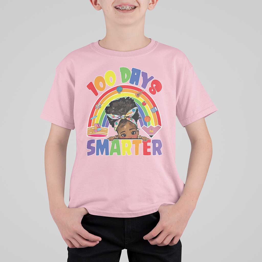 Funny 100 Days Smarter Afro African American Girl T Shirt For Kid