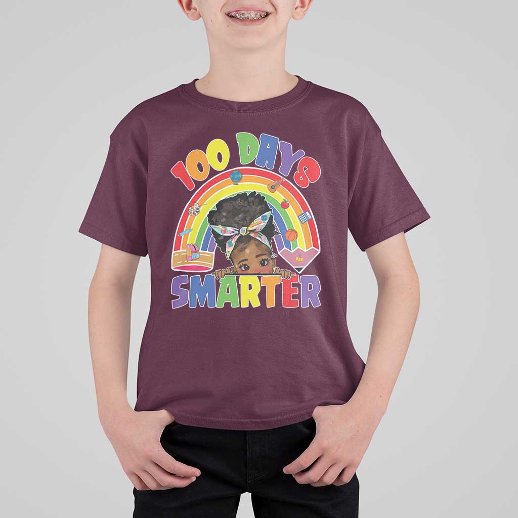 Funny 100 Days Smarter Afro African American Girl T Shirt For Kid