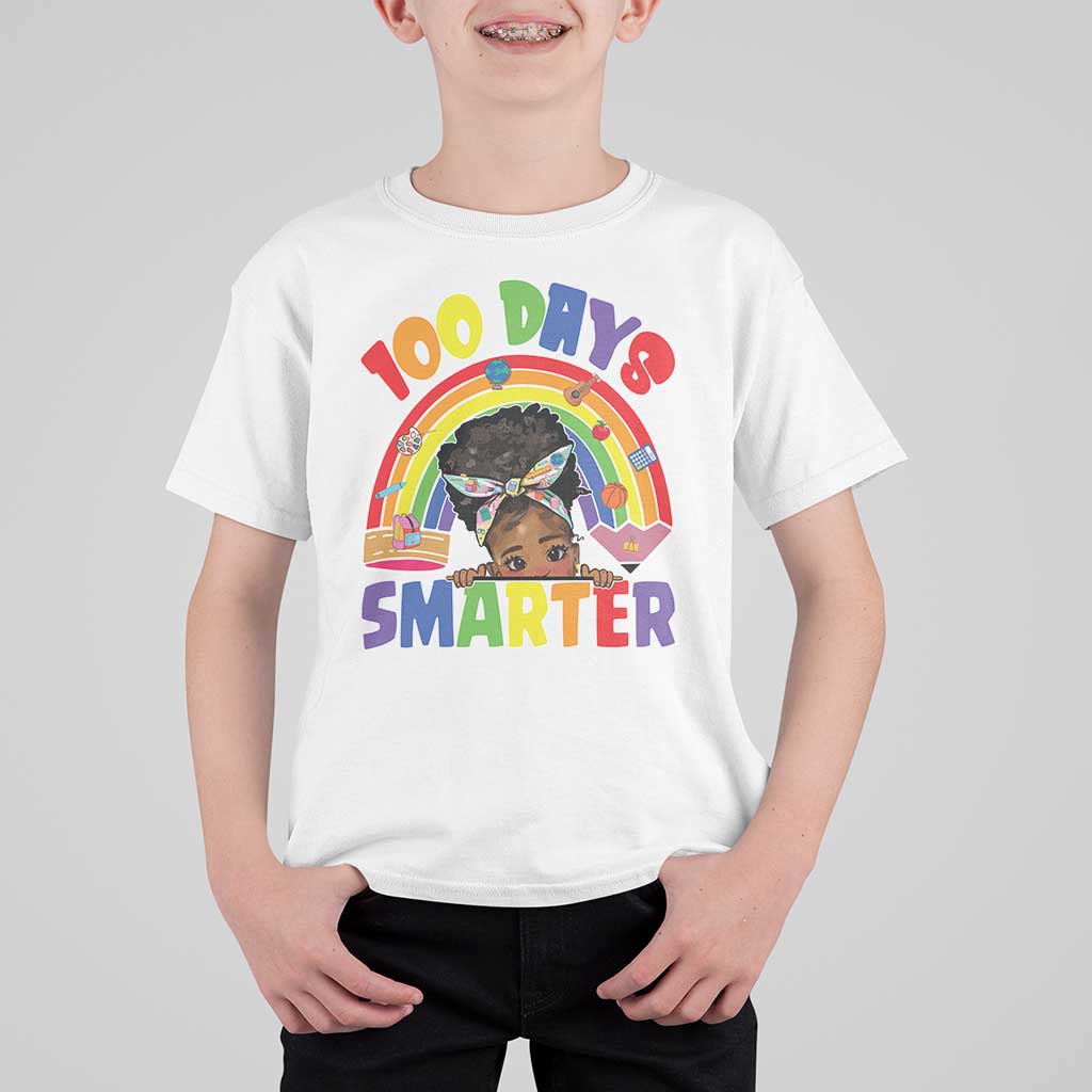 Funny 100 Days Smarter Afro African American Girl T Shirt For Kid