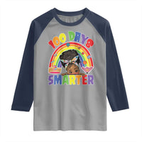 Funny 100 Days Smarter Afro African American Girl Raglan Shirt