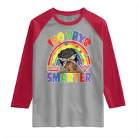 Funny 100 Days Smarter Afro African American Girl Raglan Shirt