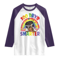 Funny 100 Days Smarter Afro African American Girl Raglan Shirt