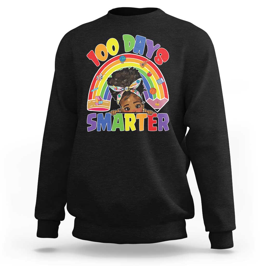 Funny 100 Days Smarter Afro African American Girl Sweatshirt