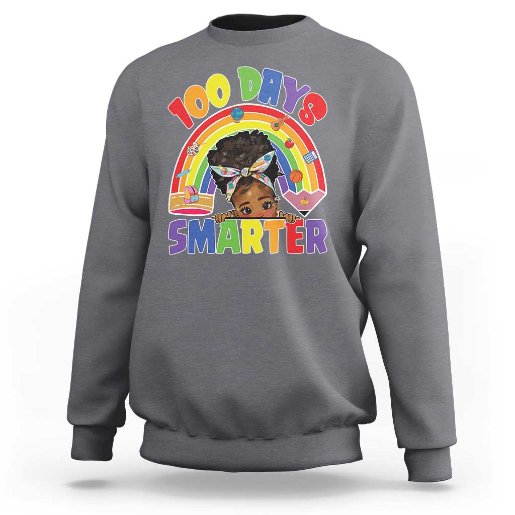 Funny 100 Days Smarter Afro African American Girl Sweatshirt