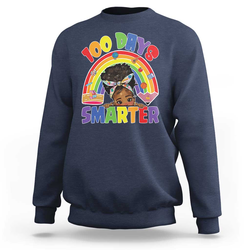 Funny 100 Days Smarter Afro African American Girl Sweatshirt