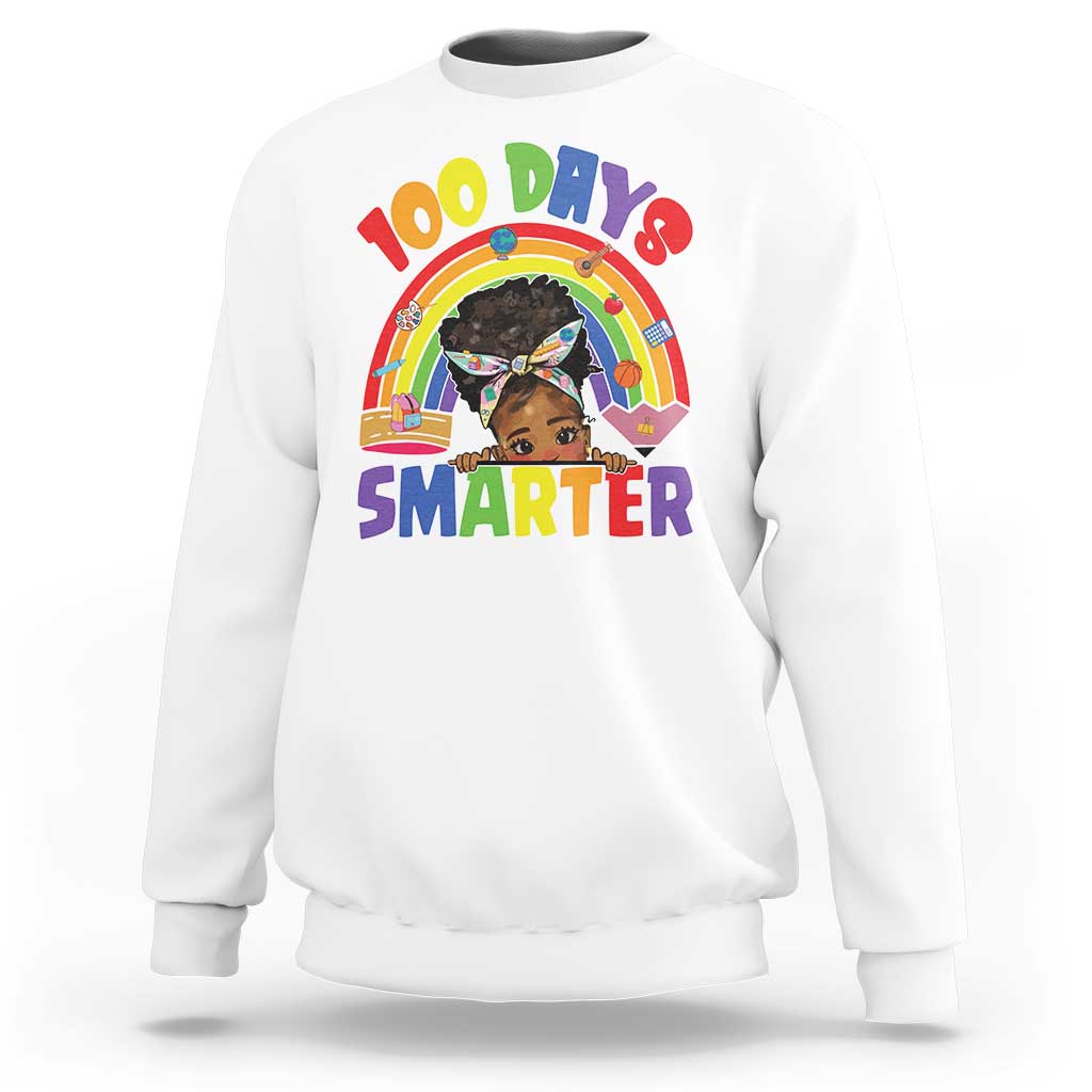 Funny 100 Days Smarter Afro African American Girl Sweatshirt