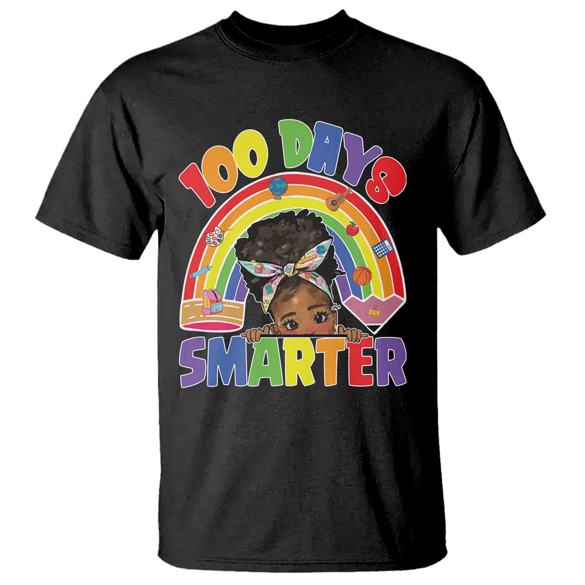 Funny 100 Days Smarter Afro African American Girl T Shirt