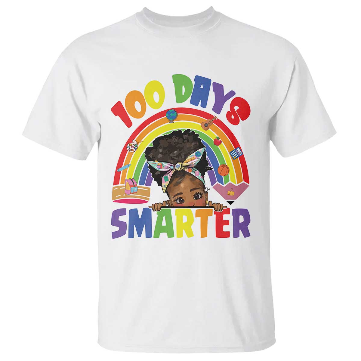 Funny 100 Days Smarter Afro African American Girl T Shirt