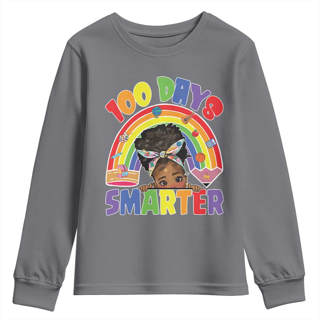 Funny 100 Days Smarter Afro African American Girl Youth Sweatshirt