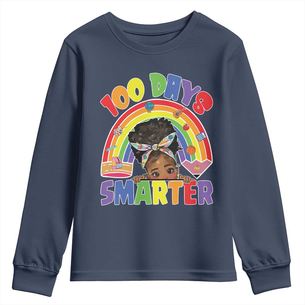 Funny 100 Days Smarter Afro African American Girl Youth Sweatshirt