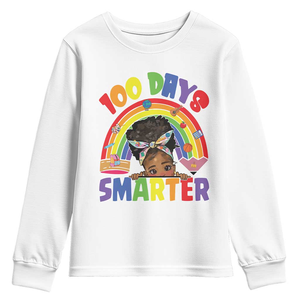 Funny 100 Days Smarter Afro African American Girl Youth Sweatshirt