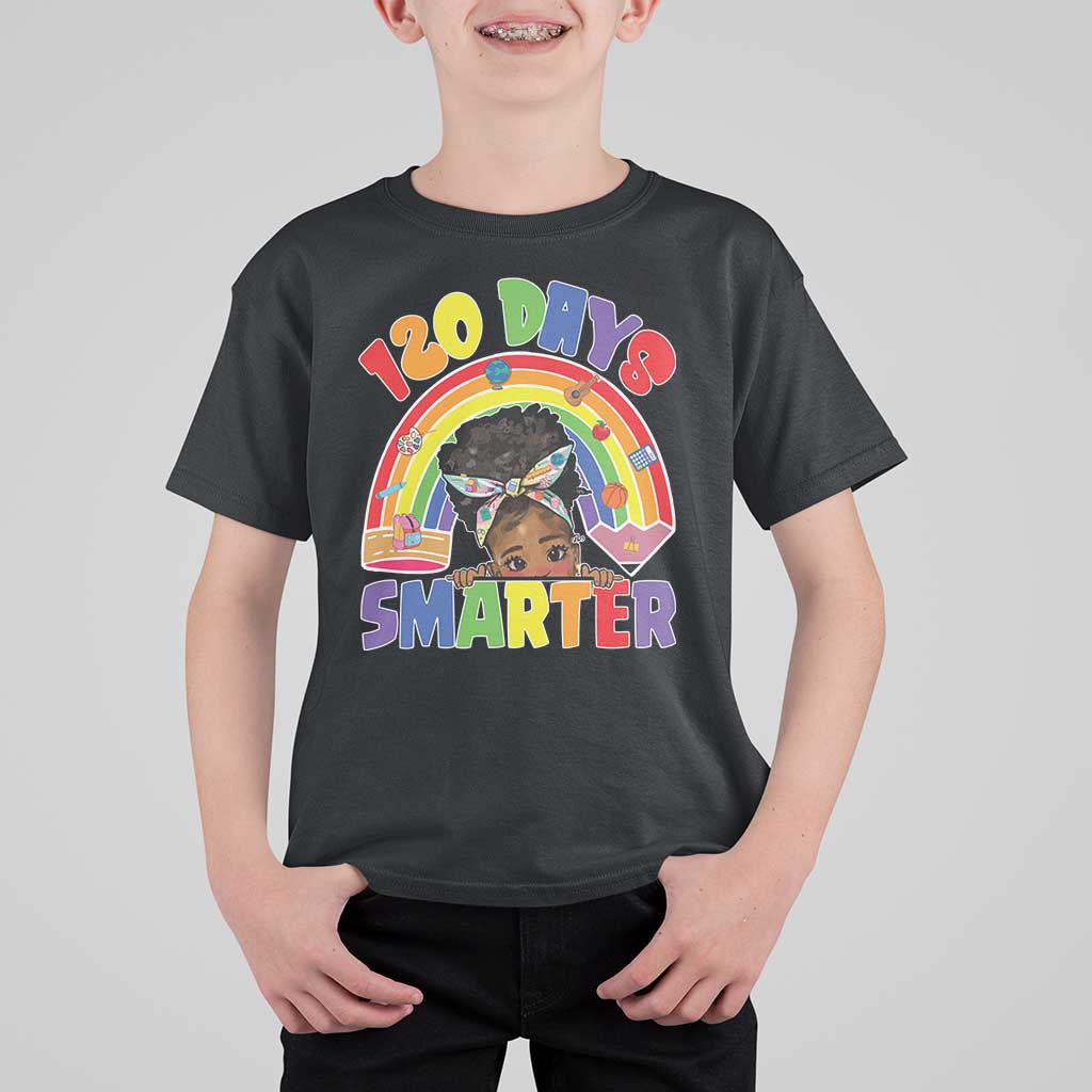 Funny 120 Days Smarter Afro African American Girl T Shirt For Kid