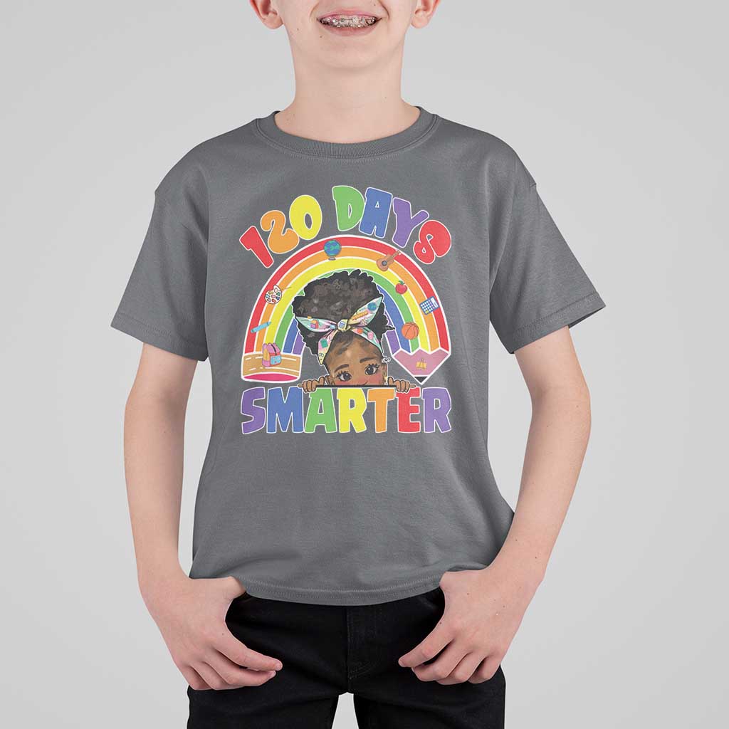 Funny 120 Days Smarter Afro African American Girl T Shirt For Kid