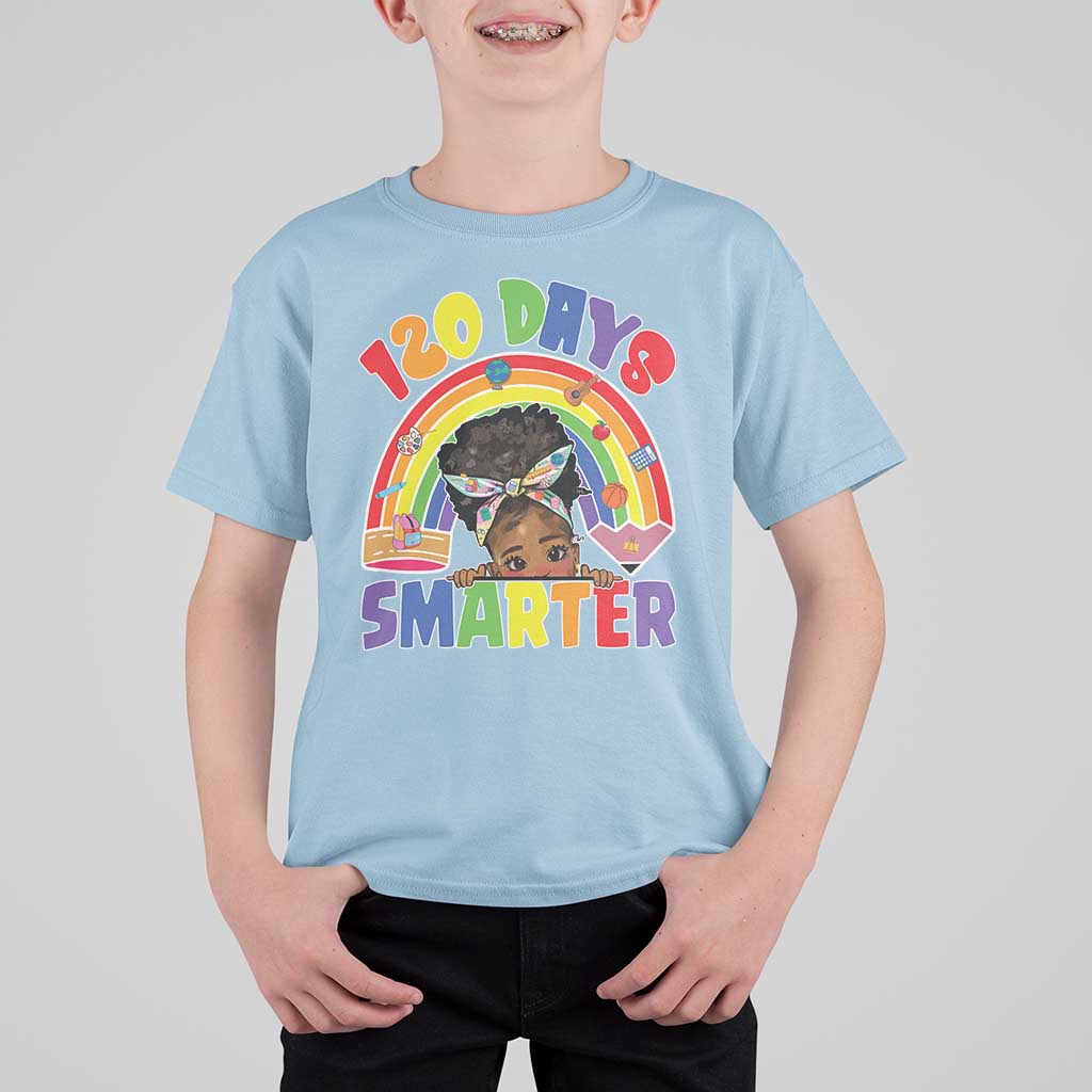 Funny 120 Days Smarter Afro African American Girl T Shirt For Kid