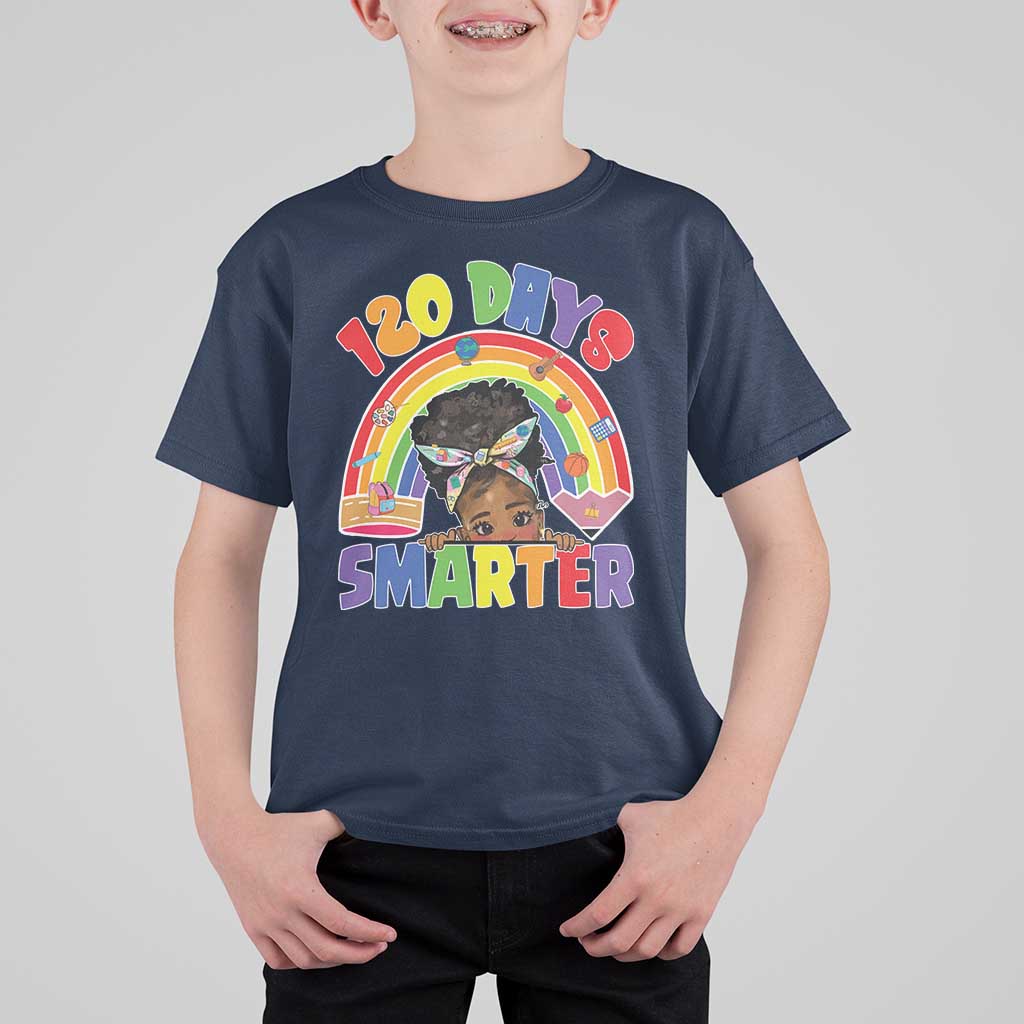 Funny 120 Days Smarter Afro African American Girl T Shirt For Kid