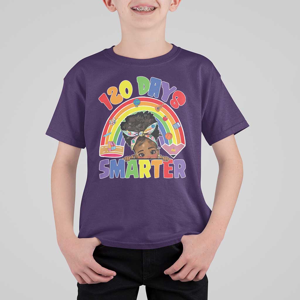 Funny 120 Days Smarter Afro African American Girl T Shirt For Kid