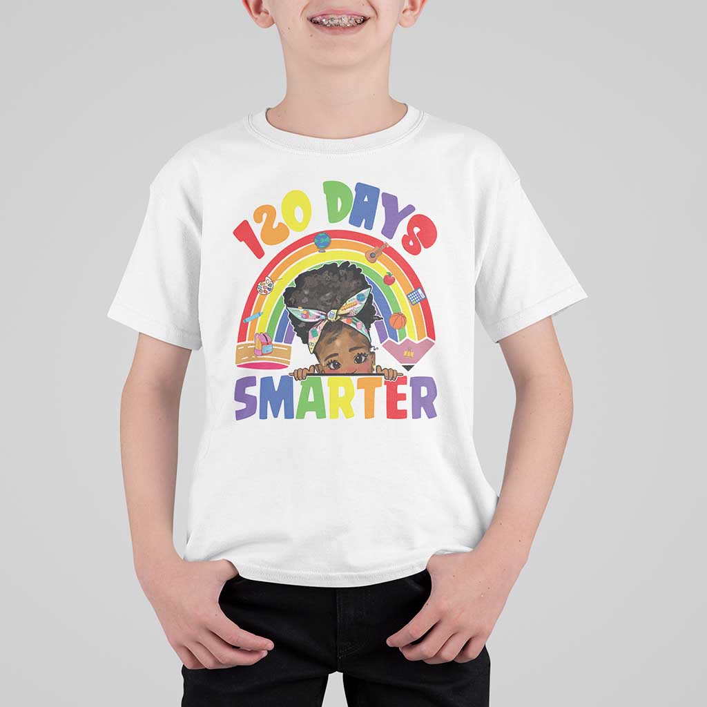 Funny 120 Days Smarter Afro African American Girl T Shirt For Kid
