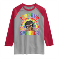 Funny 120 Days Smarter Afro African American Girl Raglan Shirt