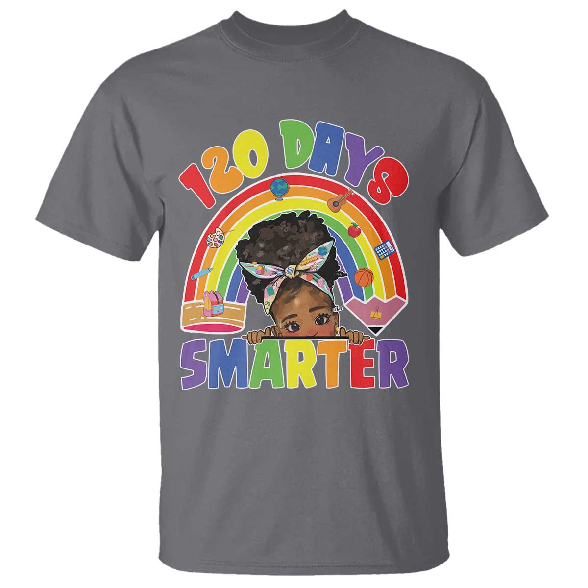 Funny 120 Days Smarter Afro African American Girl T Shirt