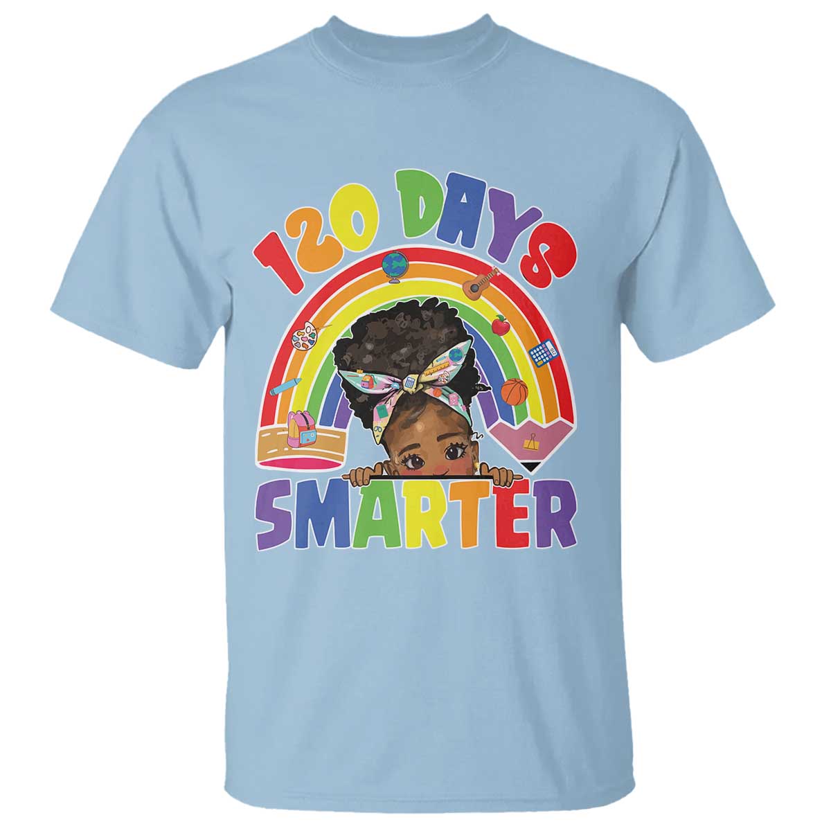 Funny 120 Days Smarter Afro African American Girl T Shirt