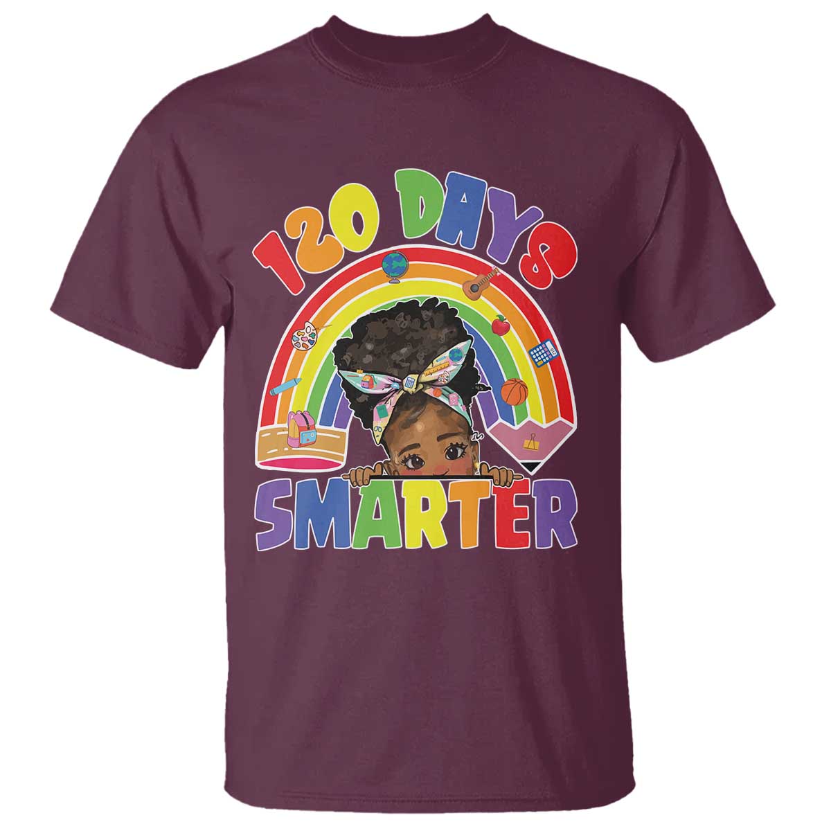 Funny 120 Days Smarter Afro African American Girl T Shirt