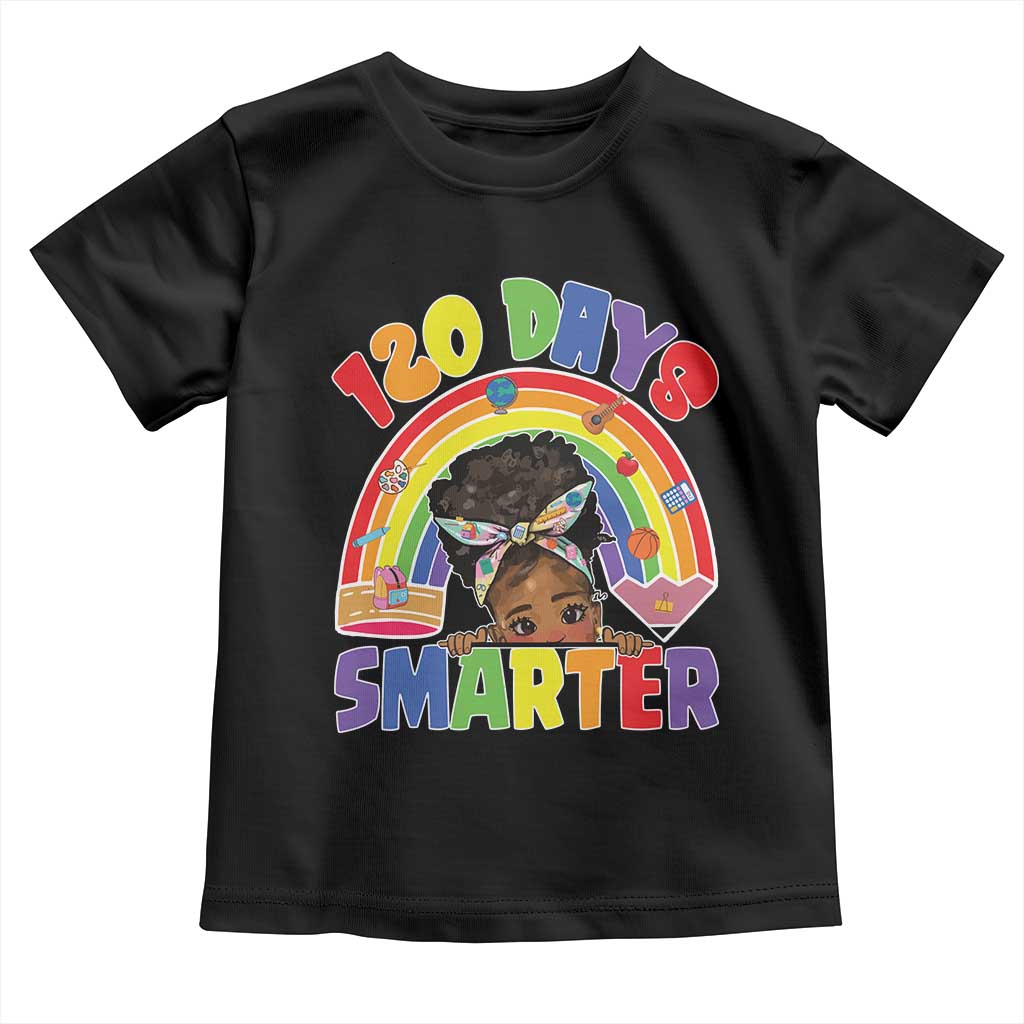 Funny 120 Days Smarter Afro African American Girl Toddler T Shirt