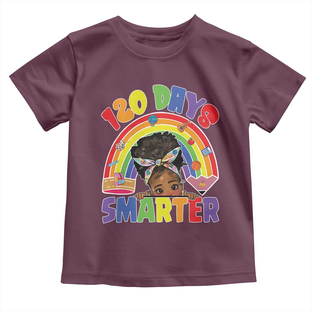 Funny 120 Days Smarter Afro African American Girl Toddler T Shirt