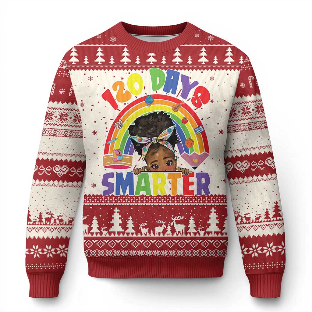 Funny 120 Days Smarter Afro African American Girl Ugly Christmas Sweater