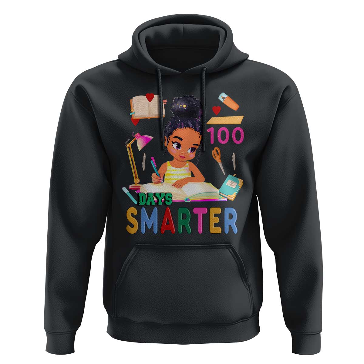 Funny 100 Days Smarter Black Afro African American Girl Hoodie
