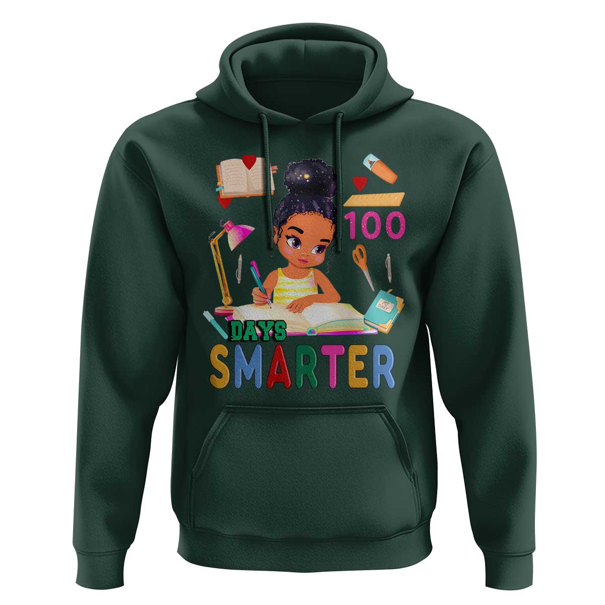 Funny 100 Days Smarter Black Afro African American Girl Hoodie