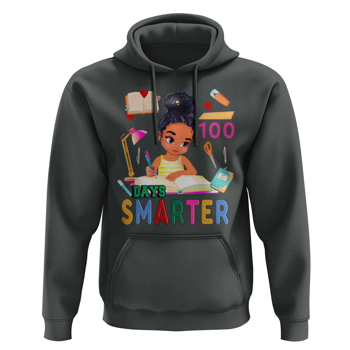 Funny 100 Days Smarter Black Afro African American Girl Hoodie