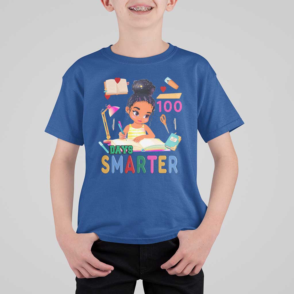 Funny 100 Days Smarter Black Afro African American Girl T Shirt For Kid