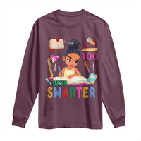 Funny 100 Days Smarter Black Afro African American Girl Long Sleeve Shirt