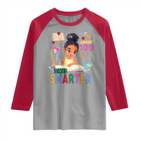 Funny 100 Days Smarter Black Afro African American Girl Raglan Shirt