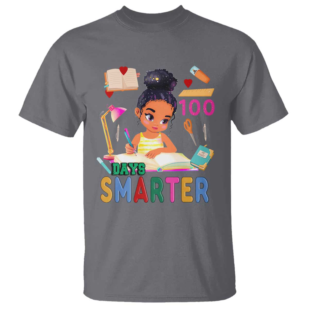 Funny 100 Days Smarter Black Afro African American Girl T Shirt