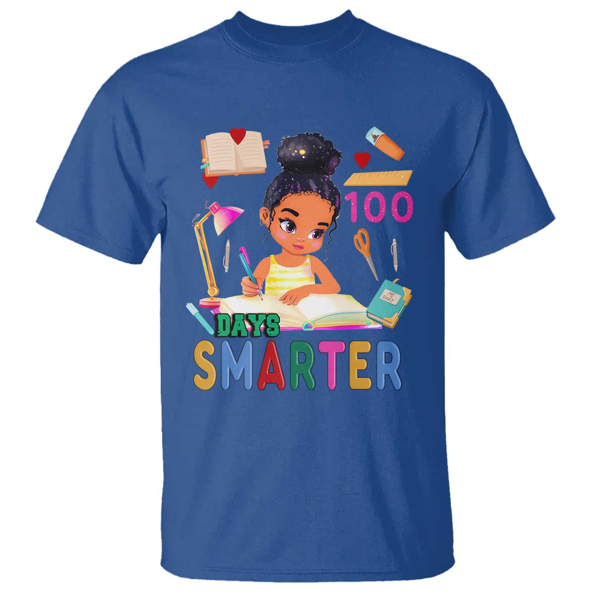 Funny 100 Days Smarter Black Afro African American Girl T Shirt