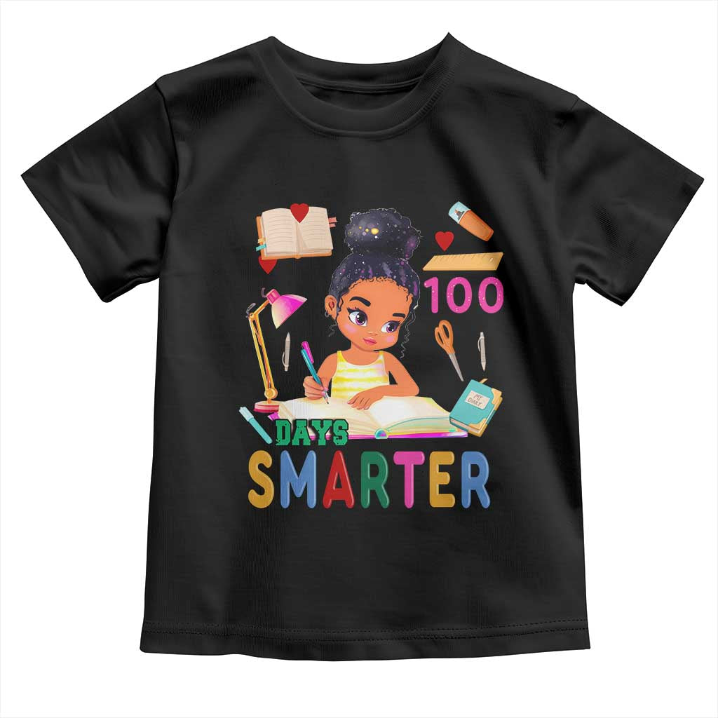 Funny 100 Days Smarter Black Afro African American Girl Toddler T Shirt