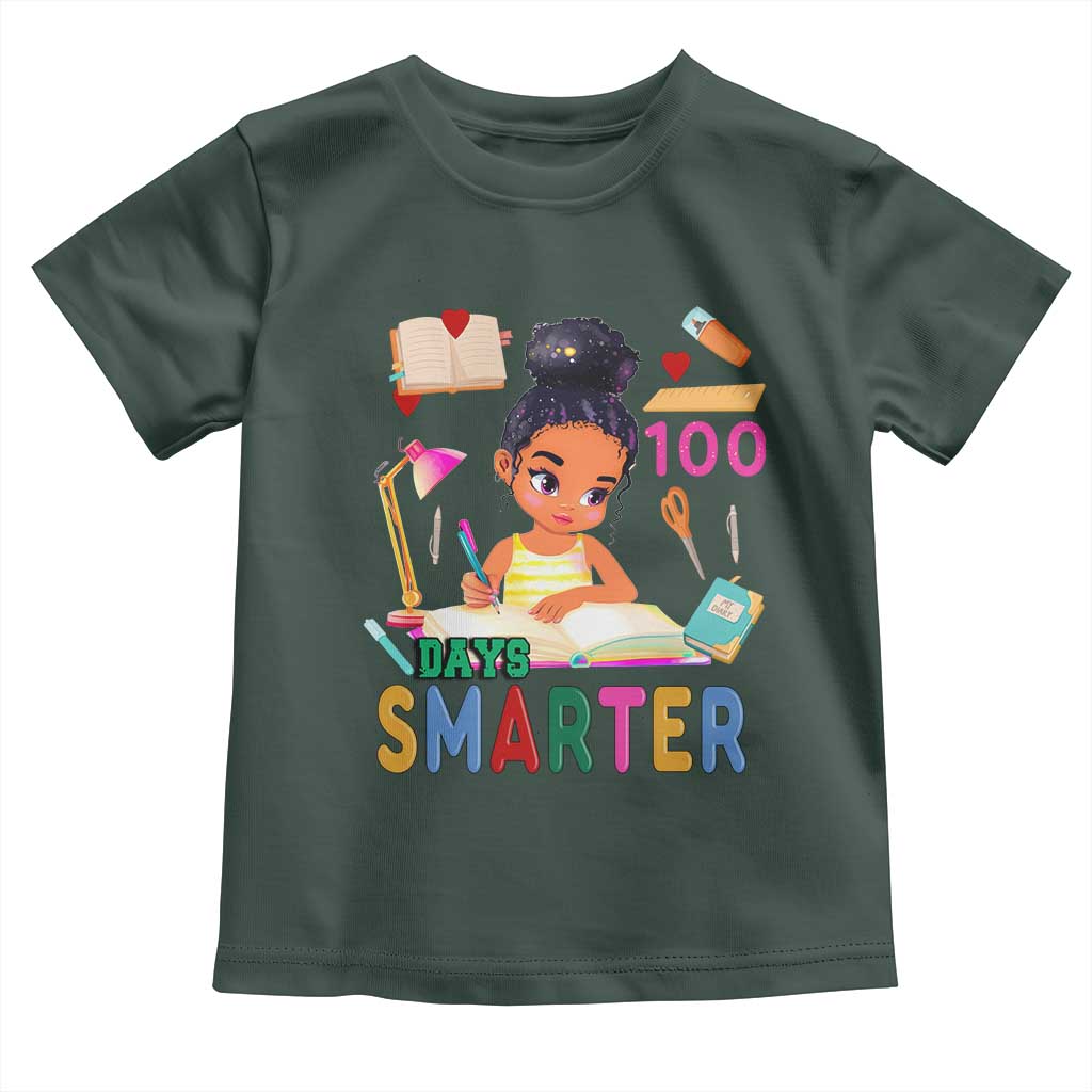 Funny 100 Days Smarter Black Afro African American Girl Toddler T Shirt