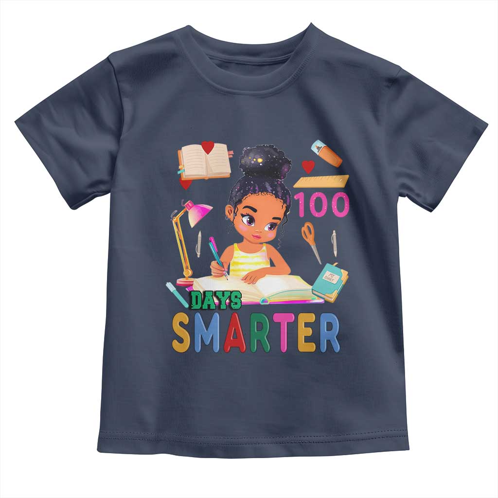 Funny 100 Days Smarter Black Afro African American Girl Toddler T Shirt