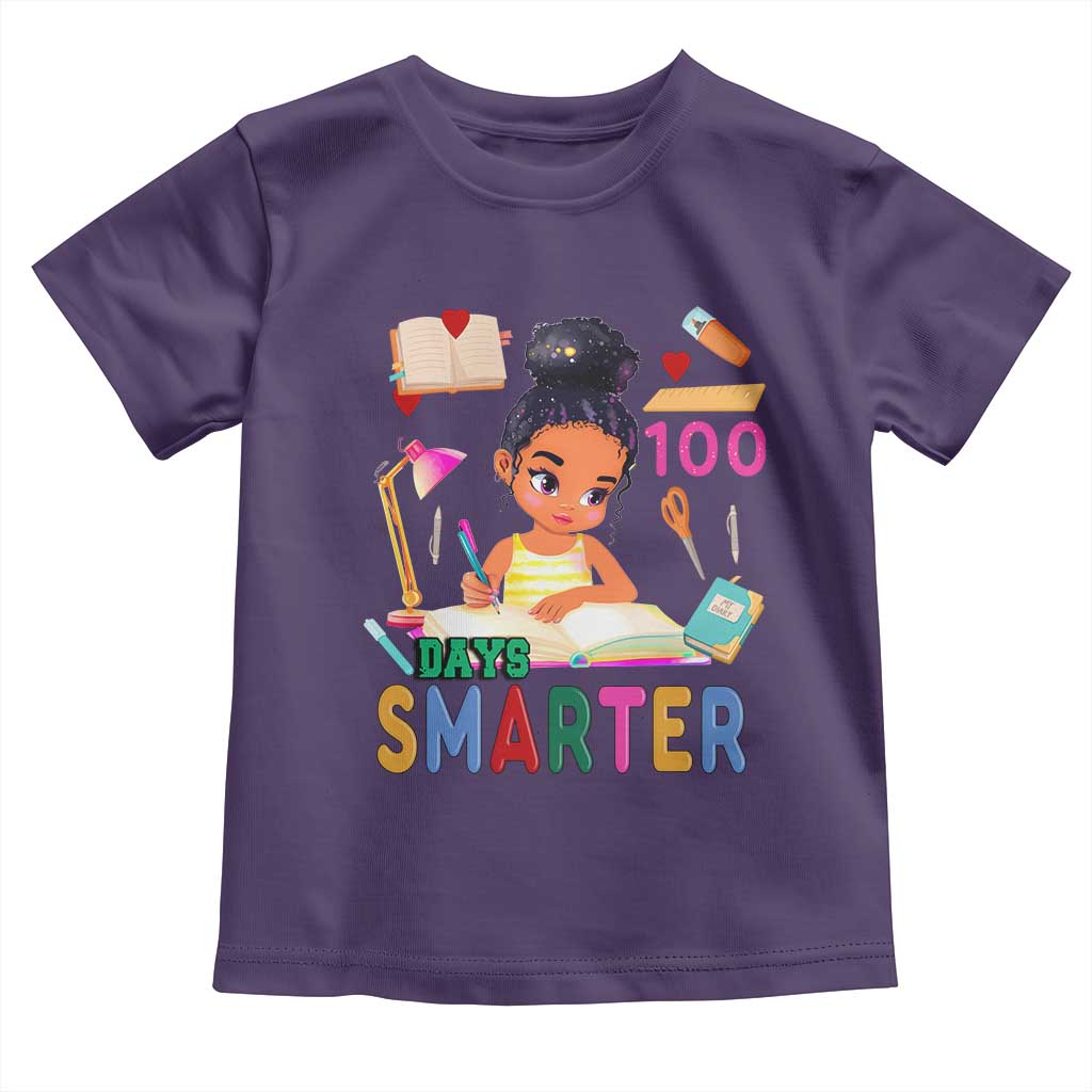 Funny 100 Days Smarter Black Afro African American Girl Toddler T Shirt