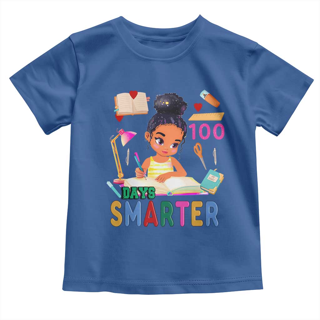 Funny 100 Days Smarter Black Afro African American Girl Toddler T Shirt