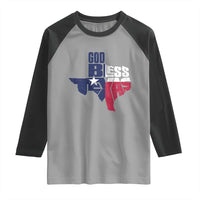 American Texan Raglan Shirt God Bless Texas TX Flag
