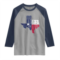 American Texan Raglan Shirt God Bless Texas TX Flag
