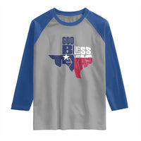 American Texan Raglan Shirt God Bless Texas TX Flag