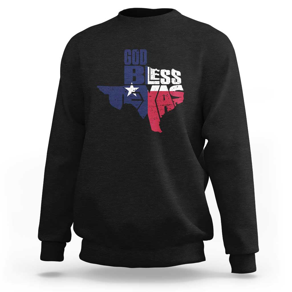 American Texan Sweatshirt God Bless Texas TX Flag